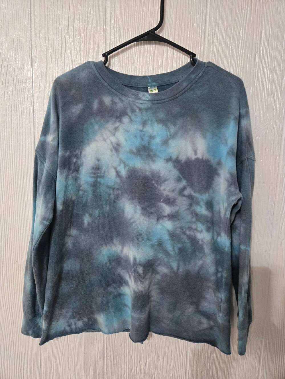 Green Tea Blue Tye Dye Long Sleeve Top Size Large